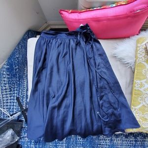NWOT Zara Satin Navy Blue Midi Skirt Medium